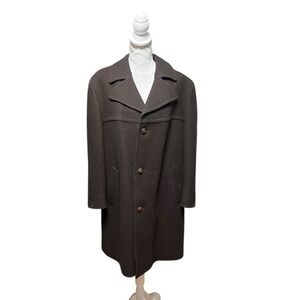 Lodenfrey Mens Wool Mid Length Coat Chocolate Brown Size L